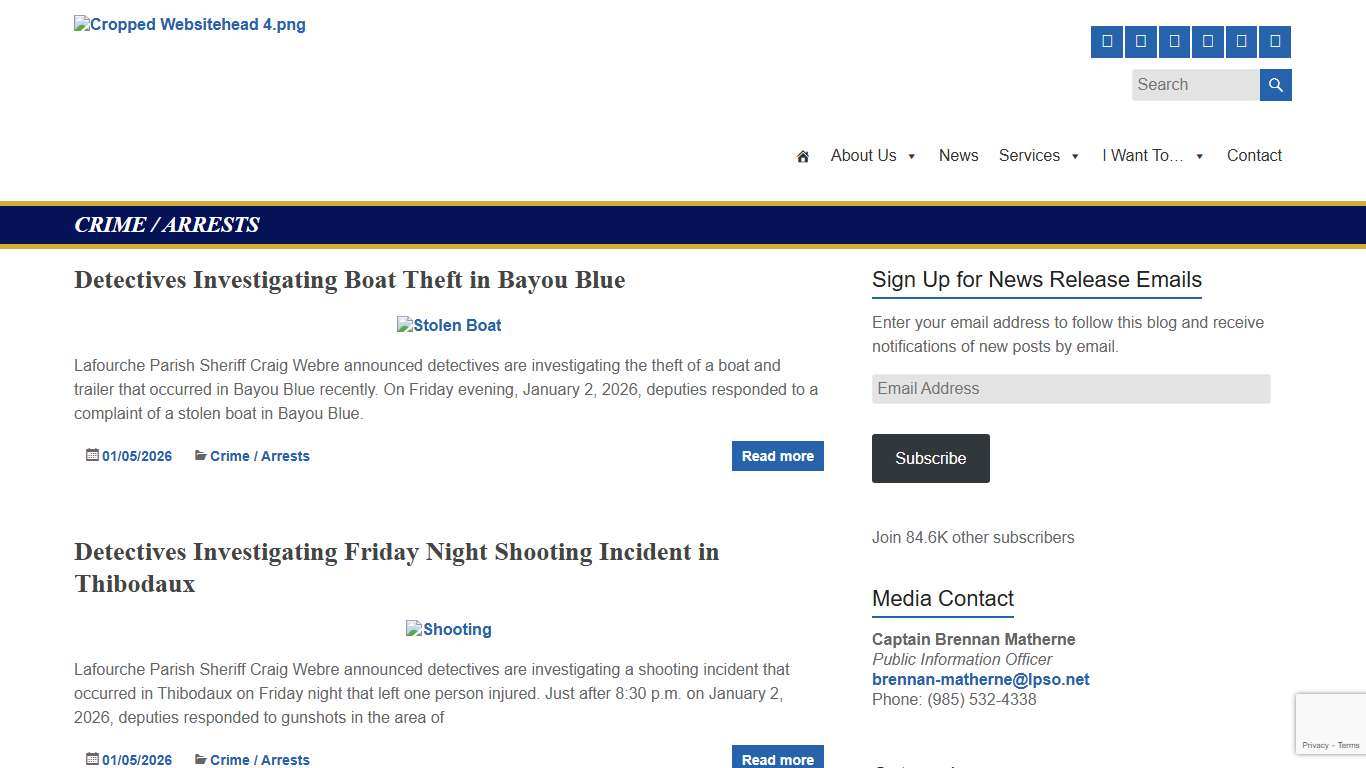 Crime / Arrests – Lafourche Parish Sheriff's Office